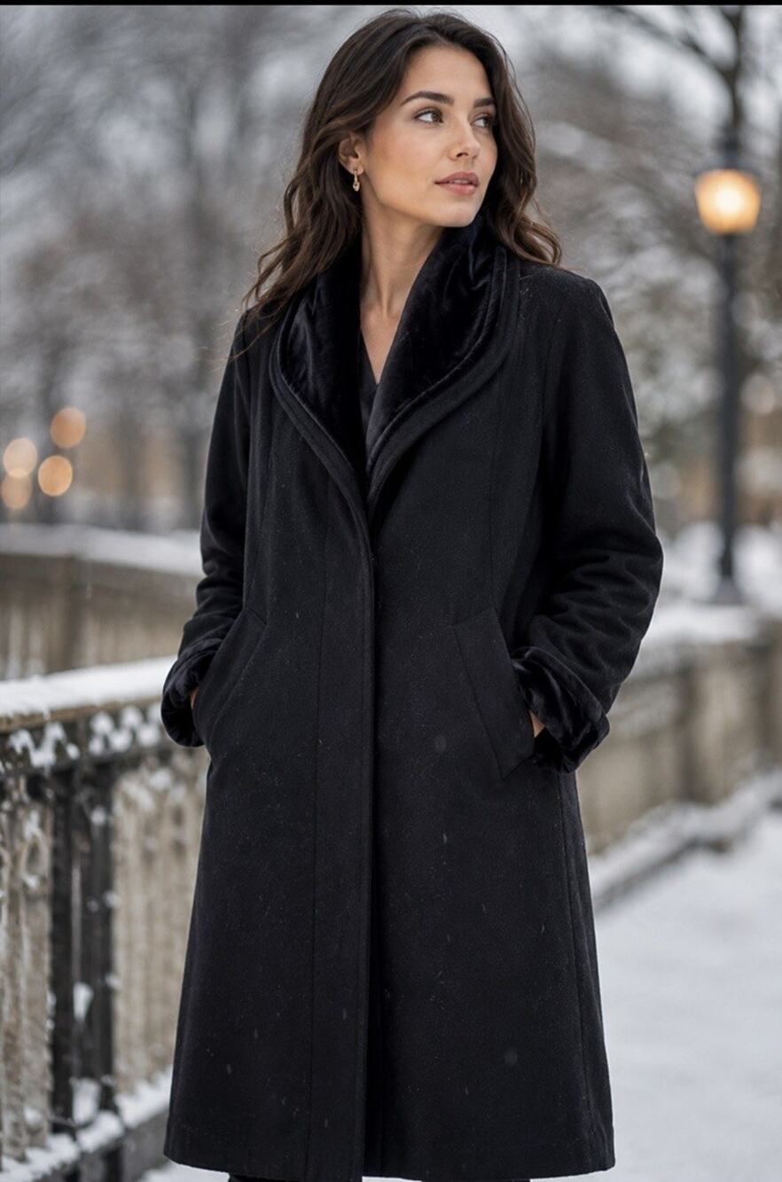 VTG Stephanie Matthew’s 100% Merino Wool Single Breasted Overcoat Women’s 10 NWT